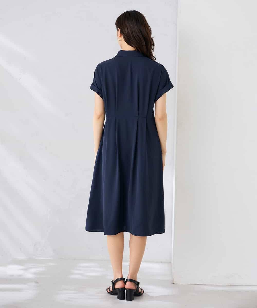 K6EHF27089 a.v.v(アー・ヴェ・ヴェ) 【WEB限定】ドルマンスリーブシャツワンピース ネイビー