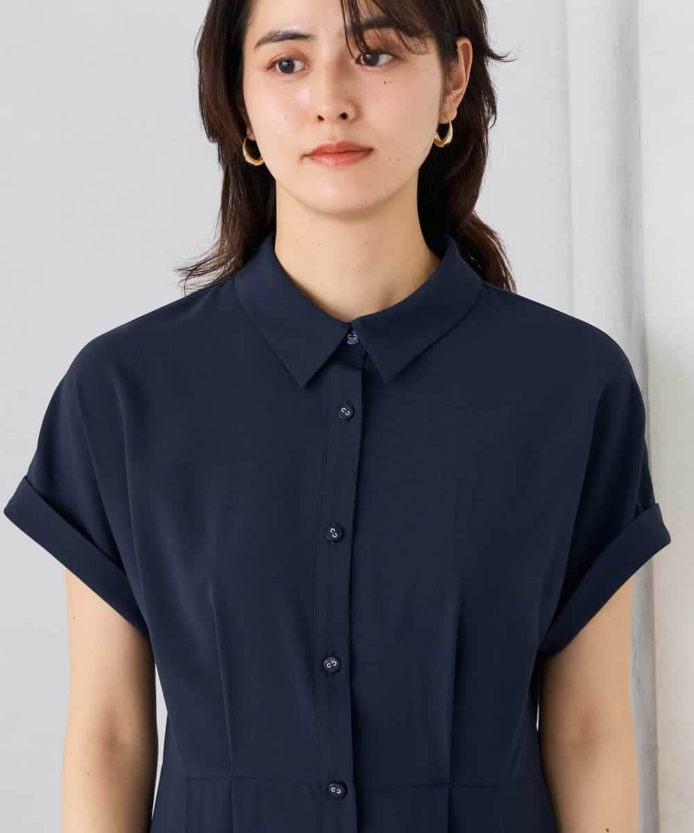 K6EHF27089 a.v.v(アー・ヴェ・ヴェ) 【WEB限定】ドルマンスリーブシャツワンピース ネイビー