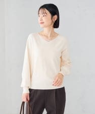 K6FAG16039 a.v.v(アー・ヴェ・ヴェ) 【WEB限定】Vネック パフスリーブ ニット【洗える/麗しニット】 ラベンダー
