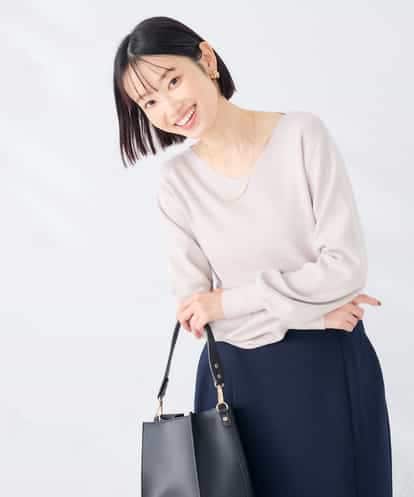 K6FAG16039 a.v.v 【WEB限定】Vネック パフスリーブ ニット【洗える/麗しニット】