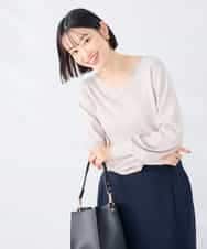 K6FAG16039 a.v.v(アー・ヴェ・ヴェ) 【WEB限定】Vネック パフスリーブ ニット【洗える/麗しニット】 グレージュ