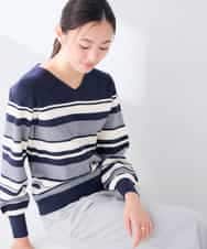 K6FAG16039 a.v.v(アー・ヴェ・ヴェ) 【WEB限定】Vネック パフスリーブ ニット【洗える/麗しニット】 ブラック