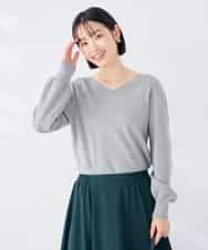 K6FAG16039 a.v.v(アー・ヴェ・ヴェ) 【WEB限定】Vネック パフスリーブ ニット【洗える/麗しニット】 ブラック