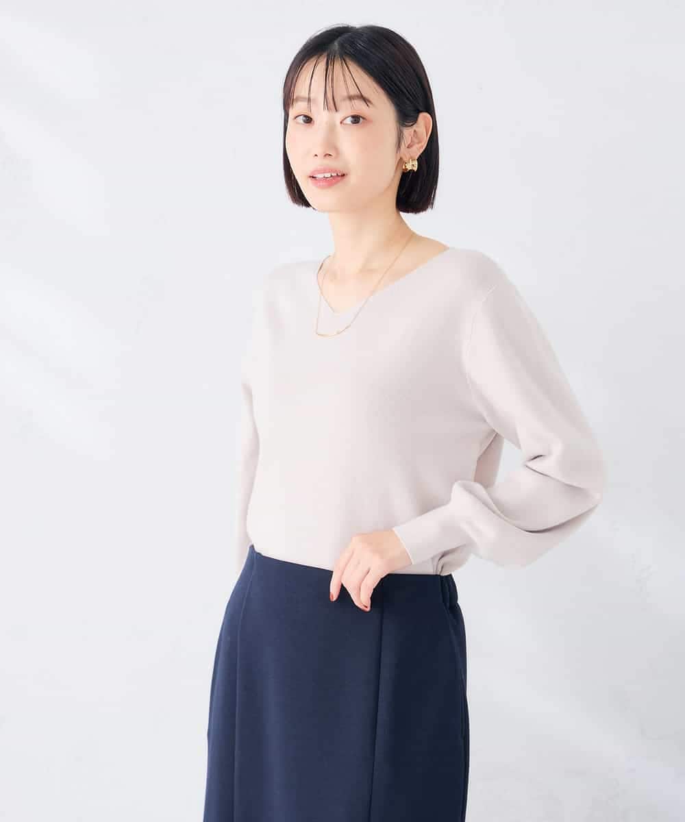 K6FAG16039 a.v.v(アー・ヴェ・ヴェ) 【WEB限定】Vネック パフスリーブ ニット【洗える/麗しニット】 ブラック