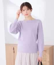 K6FAG17039 a.v.v(アー・ヴェ・ヴェ) 【WEB限定】ボートネック パフスリーブ ニット【洗える/麗しニット】 ラベンダー