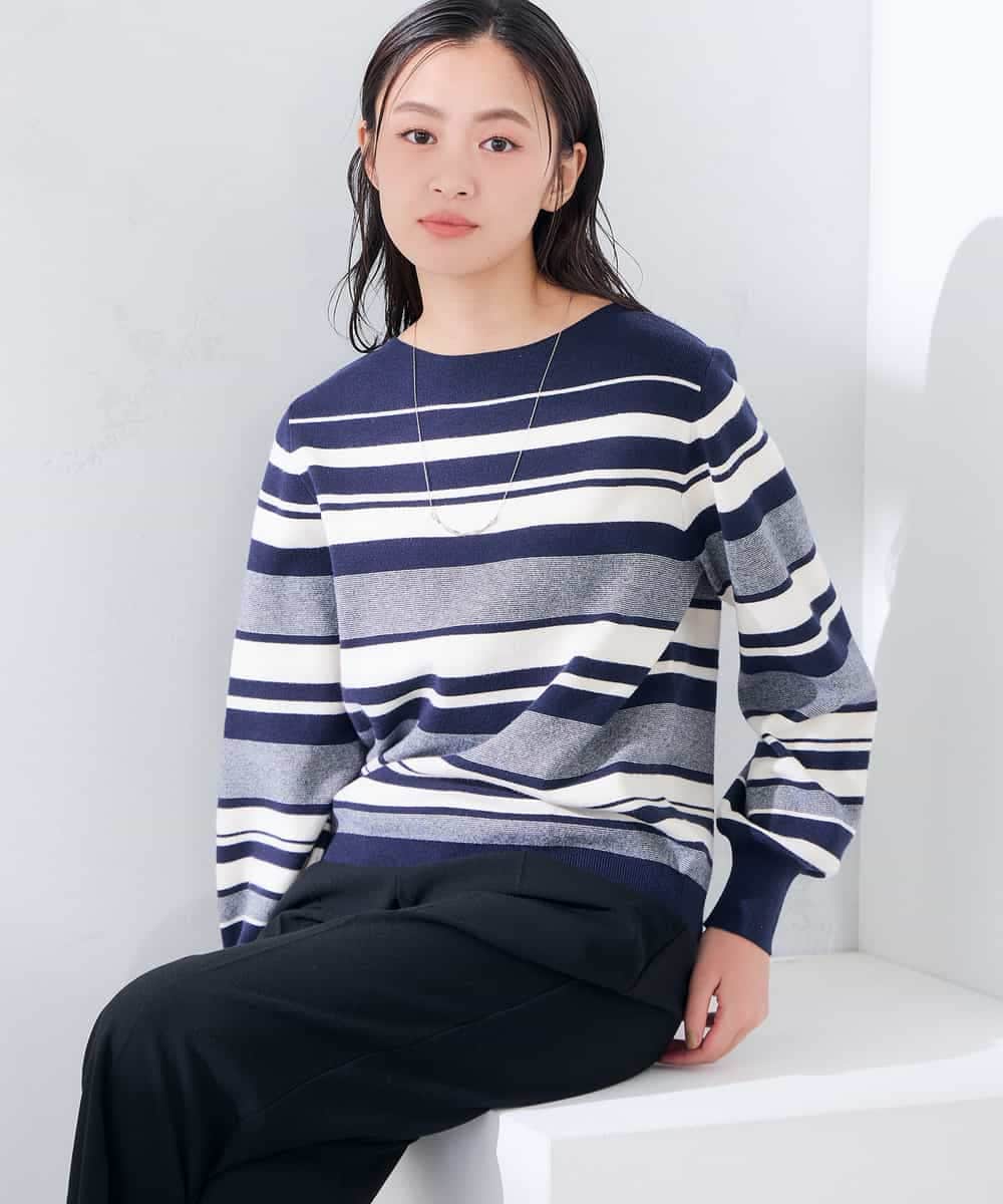 K6FAG17039 a.v.v(アー・ヴェ・ヴェ) 【WEB限定】ボートネック パフスリーブ ニット【洗える/麗しニット】 ブラック