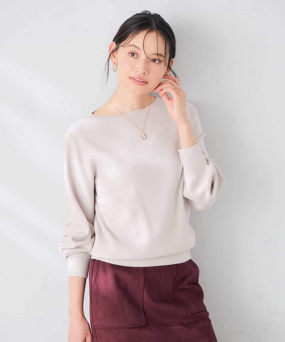K6FAG17039 a.v.v(アー・ヴェ・ヴェ) 【WEB限定】ボートネック パフスリーブ ニット【洗える/麗しニット】 ブラック