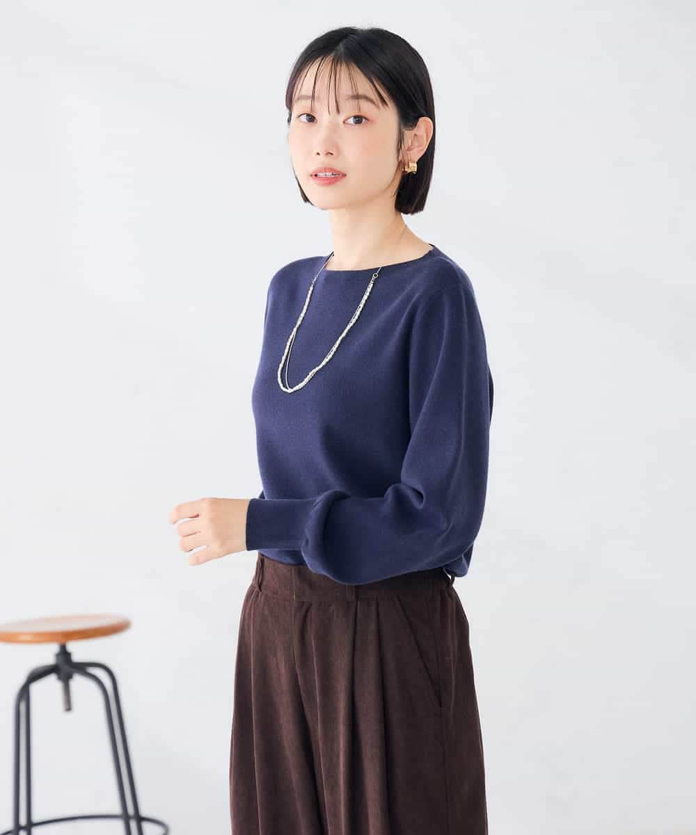 K6FAG17039 a.v.v(アー・ヴェ・ヴェ) 【WEB限定】ボートネック パフスリーブ ニット【洗える/麗しニット】 ブラック