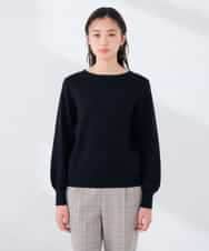 K6FAG17039 a.v.v(アー・ヴェ・ヴェ) 【WEB限定】ボートネック パフスリーブ ニット【洗える/麗しニット】 ブラック