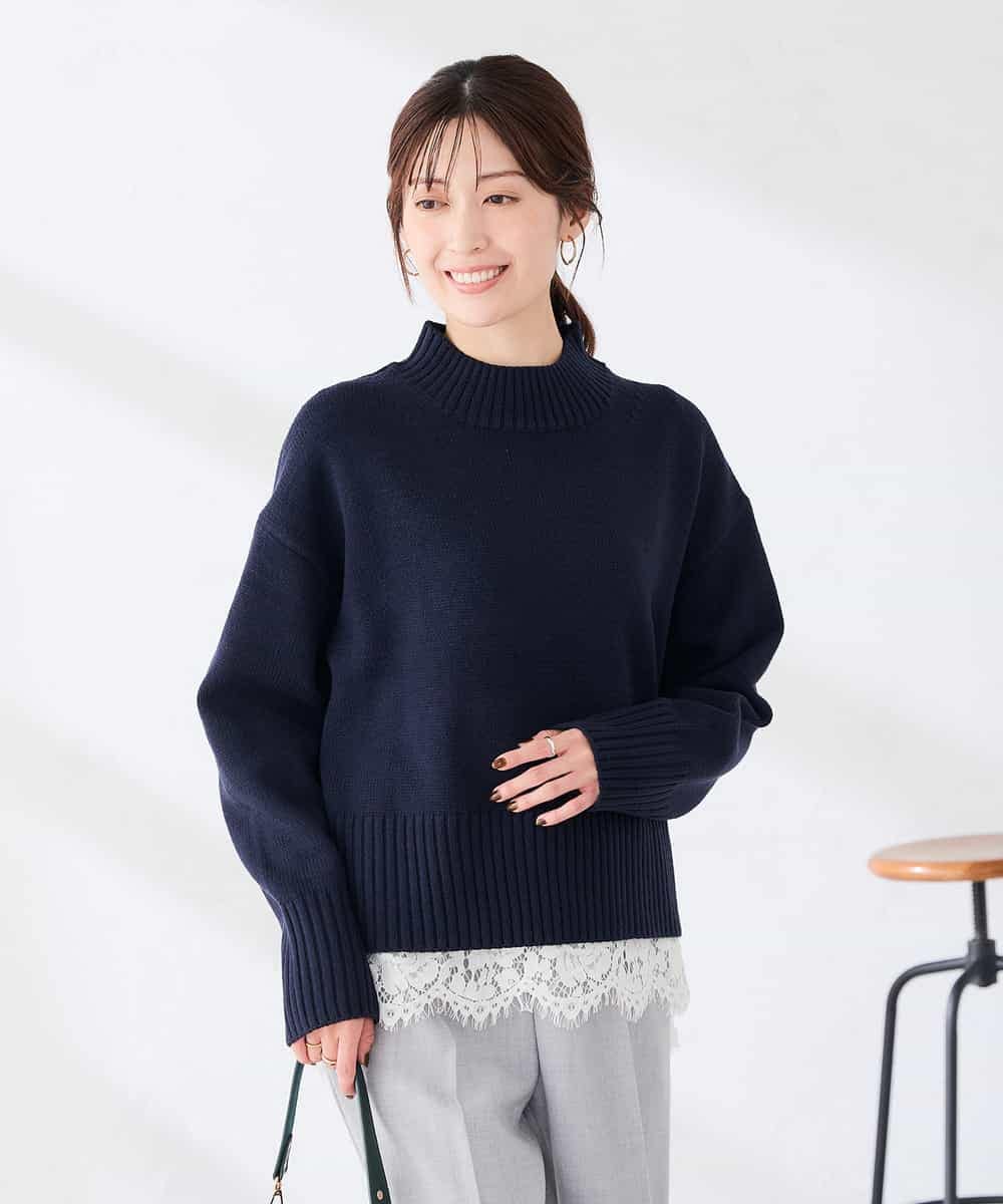 K6FAG18044 a.v.v(アー・ヴェ・ヴェ) 【WEB限定】クロップドバックスリットニット ネイビー
