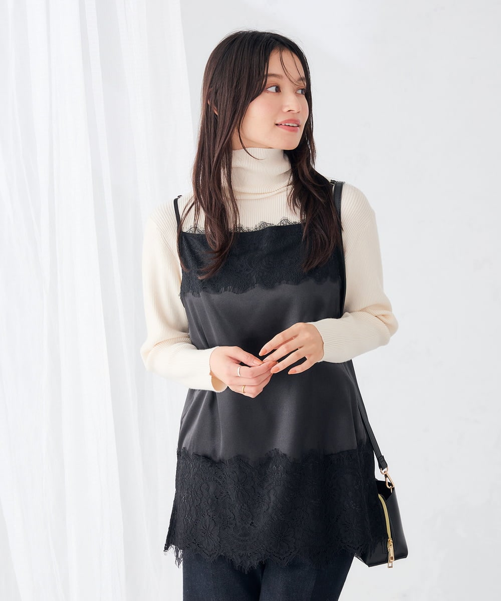 K6FAG19039 a.v.v(アー・ヴェ・ヴェ) 【WEB限定/洗える】リブ タートル ネック ニット アイボリー