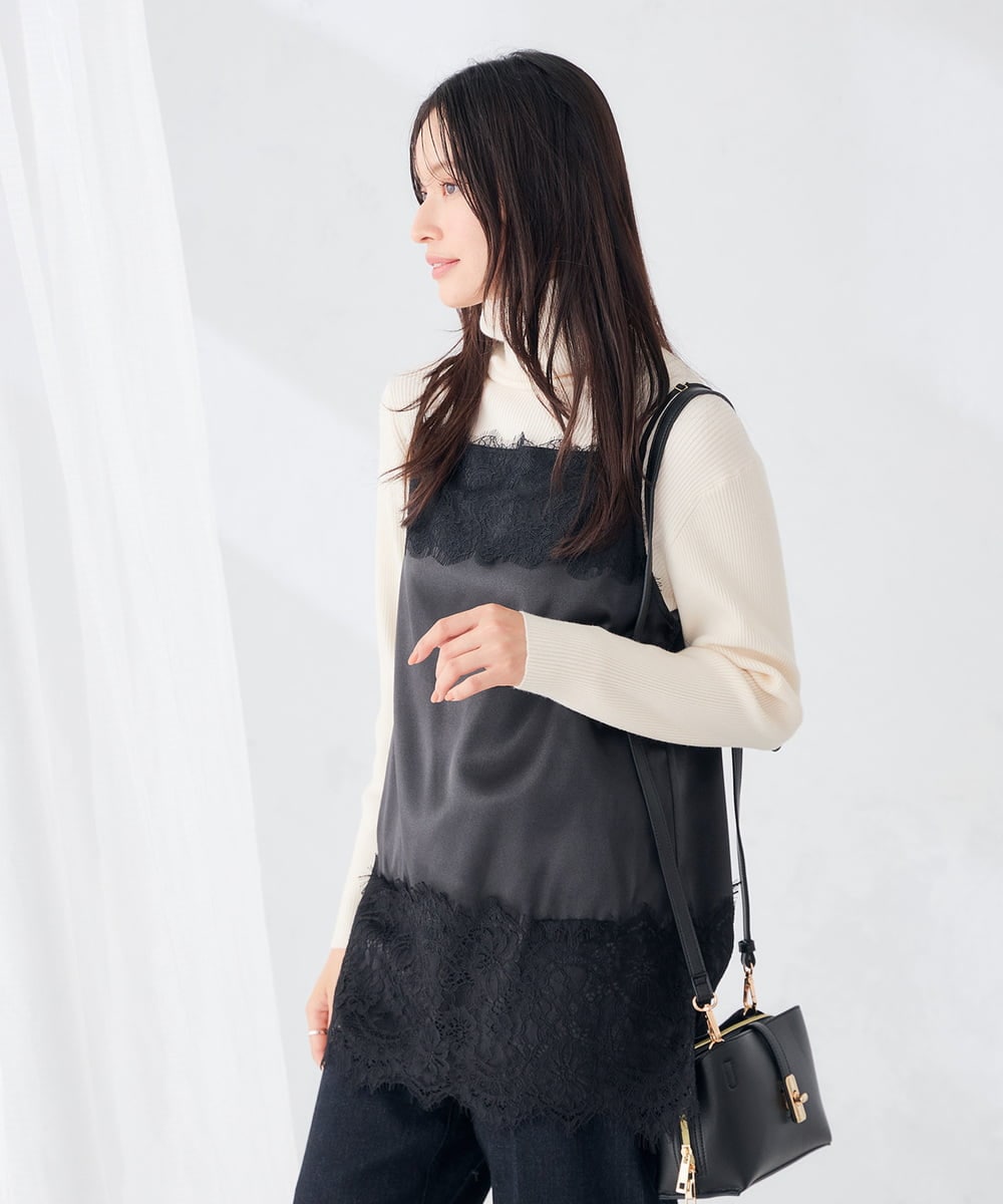 K6FAG19039 a.v.v(アー・ヴェ・ヴェ) 【WEB限定/洗える】リブ タートル ネック ニット グレージュ