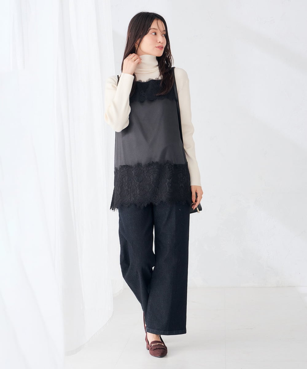 K6FAG19039 a.v.v(アー・ヴェ・ヴェ) 【WEB限定/洗える】リブ タートル ネック ニット グレージュ