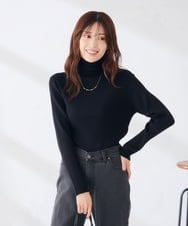 K6FAG19039 a.v.v(アー・ヴェ・ヴェ) 【WEB限定/洗える】リブ タートル ネック ニット ブラック