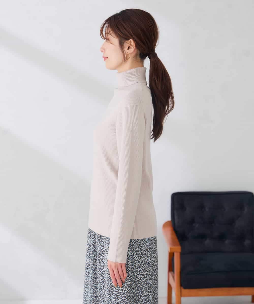 K6FAG19039 a.v.v(アー・ヴェ・ヴェ) 【WEB限定/洗える】リブ タートル ネック ニット グレージュ