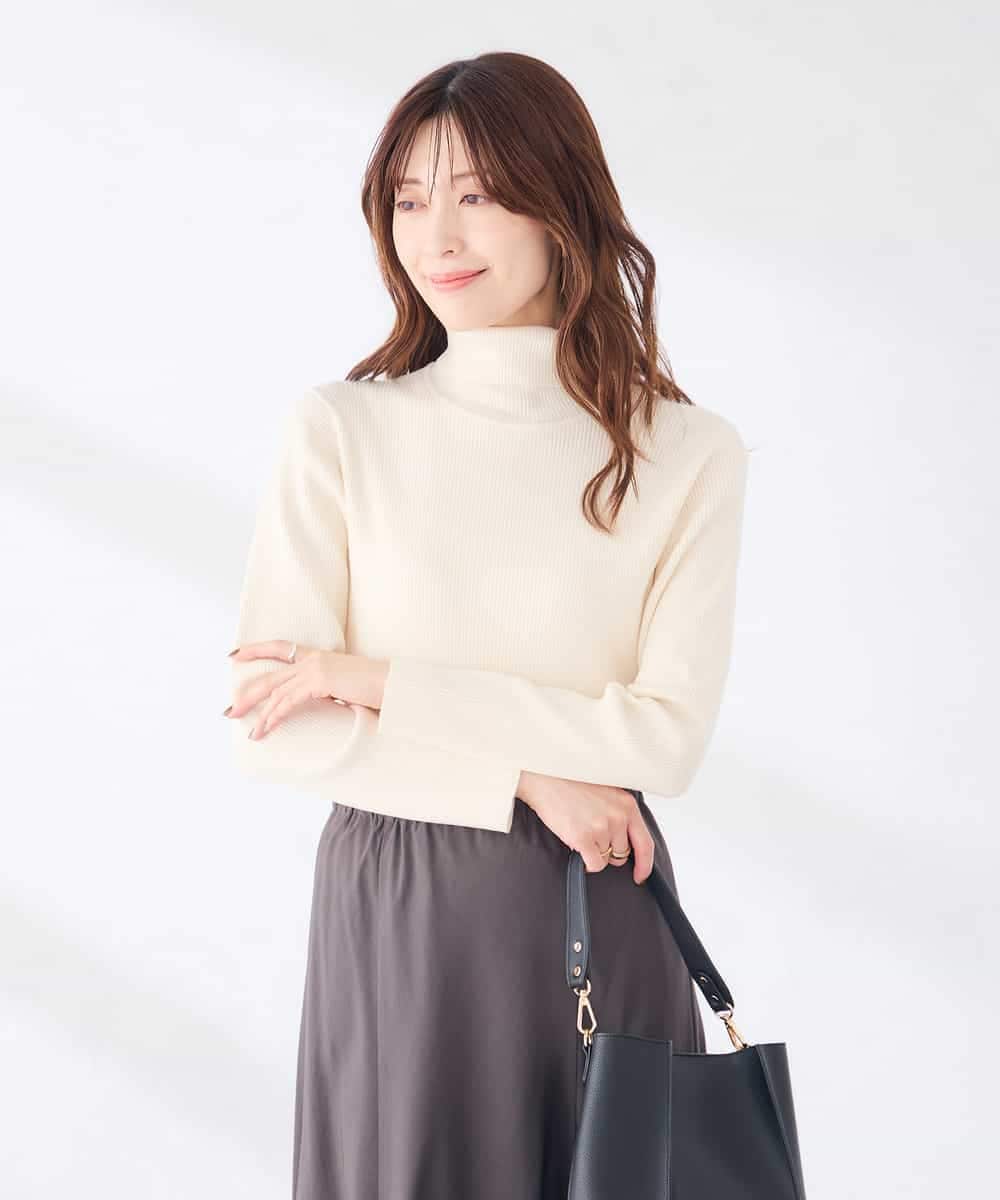 K6FAG19039 a.v.v(アー・ヴェ・ヴェ) 【WEB限定/洗える】リブ タートル ネック ニット グレージュ
