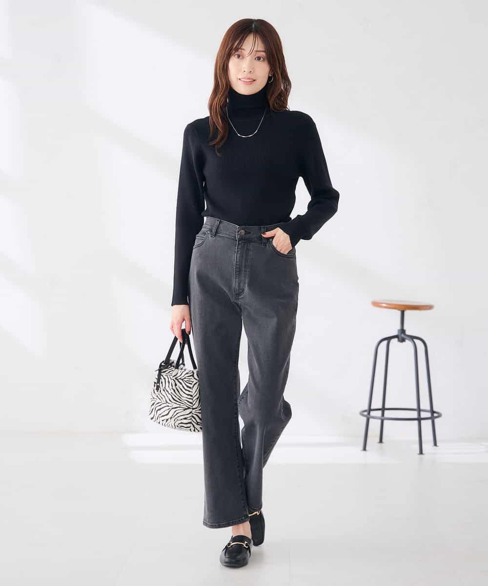 K6FAG19039 a.v.v(アー・ヴェ・ヴェ) 【WEB限定/洗える】リブ タートル ネック ニット グレージュ