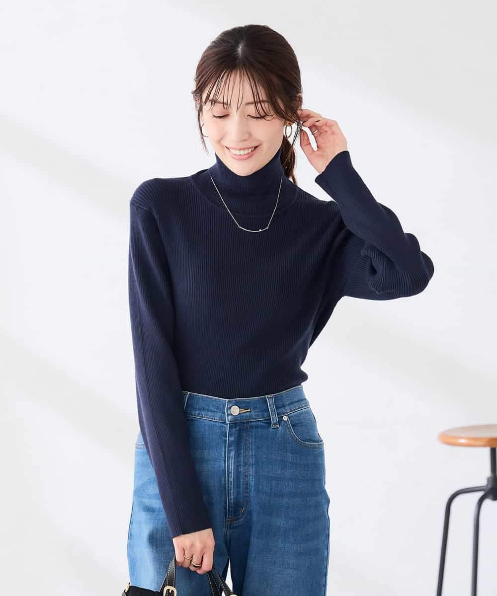 K6FAG19039 a.v.v(アー・ヴェ・ヴェ) 【WEB限定/洗える】リブ タートル ネック ニット グレージュ