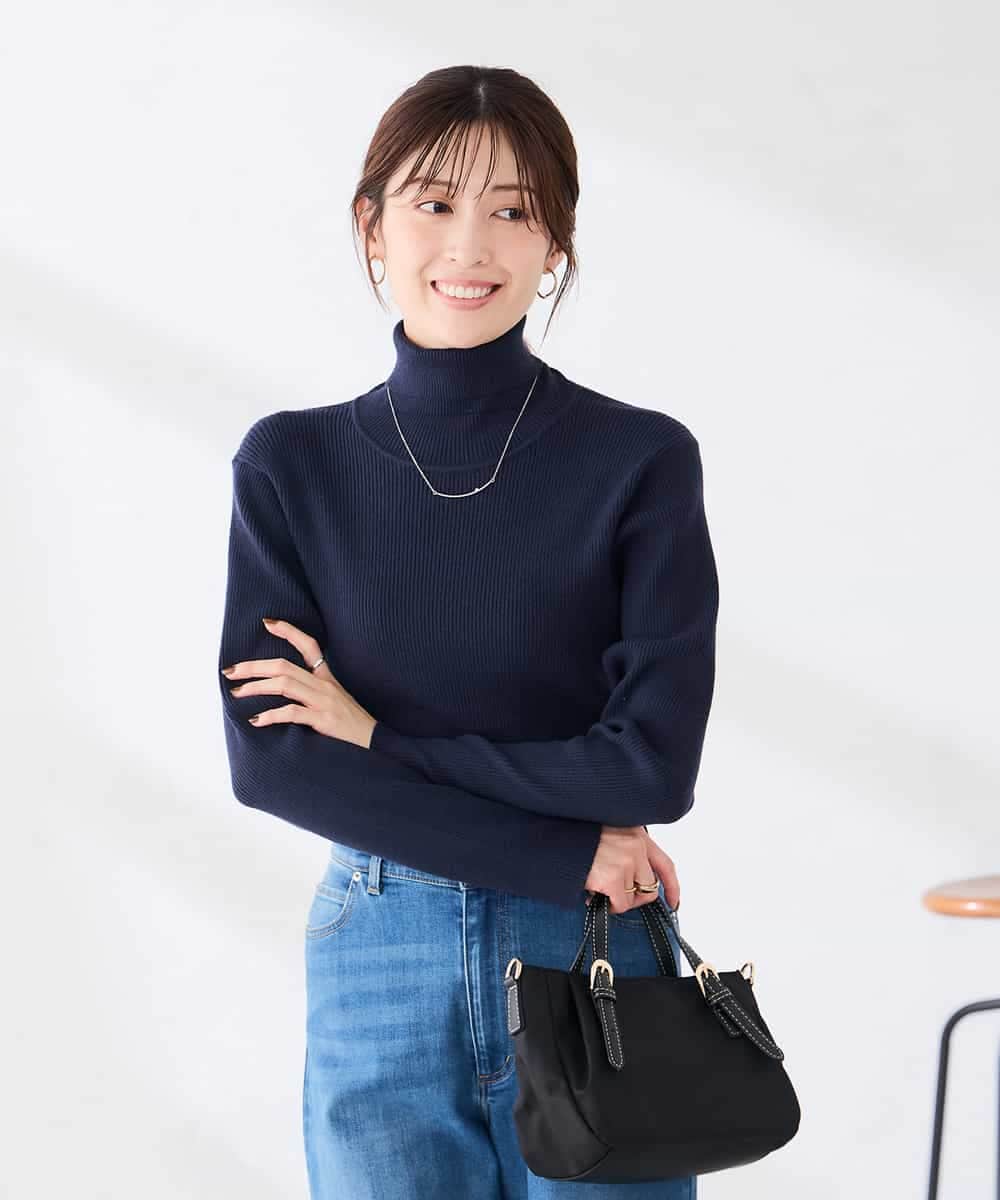 K6FAG19039 a.v.v(アー・ヴェ・ヴェ) 【WEB限定/洗える】リブ タートル ネック ニット グレージュ