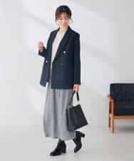 K6JAG08119 a.v.v(アー・ヴェ・ヴェ) 【WEB限定】ダブルブレスト ジャケット【洗える/裏起毛】 ネイビー