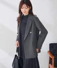 K6JAG08119 a.v.v(アー・ヴェ・ヴェ) 【WEB限定】ダブルブレスト ジャケット【洗える/裏起毛】 ネイビー