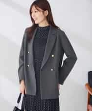 K6JAG08119 a.v.v(アー・ヴェ・ヴェ) 【WEB限定】ダブルブレスト ジャケット【洗える/裏起毛】 ネイビー
