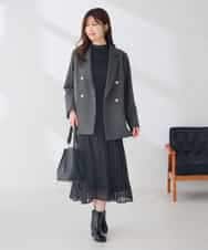 K6JAG08119 a.v.v(アー・ヴェ・ヴェ) 【WEB限定】ダブルブレスト ジャケット【洗える/裏起毛】 ネイビー