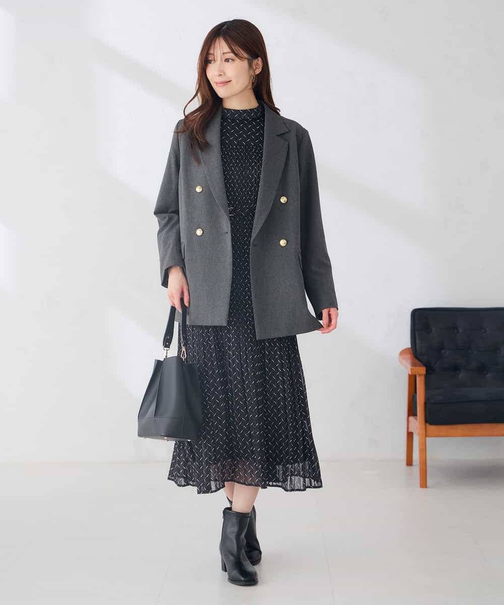 K6JAG08119 a.v.v(アー・ヴェ・ヴェ) 【WEB限定】ダブルブレスト ジャケット【洗える/裏起毛】 ネイビー