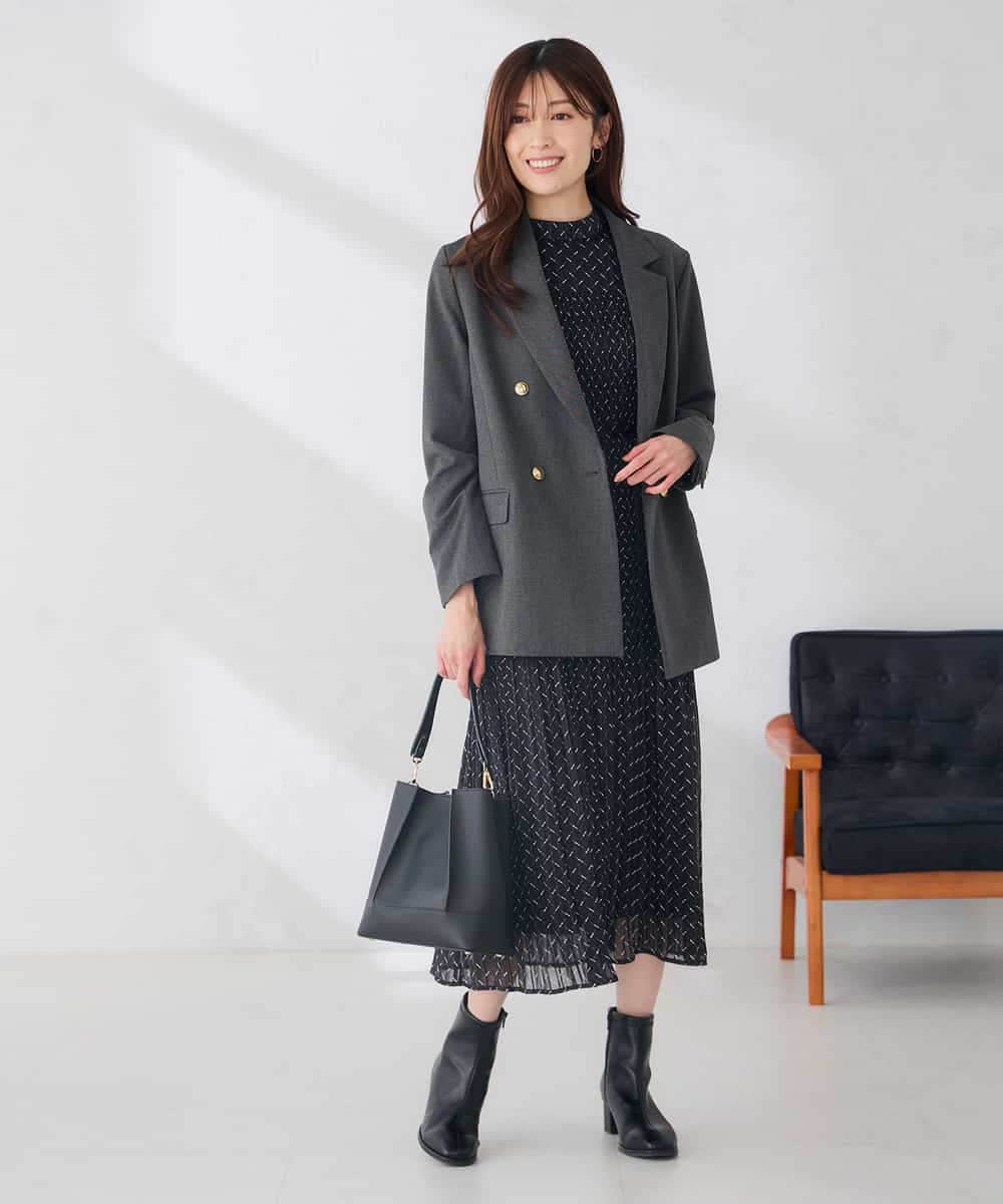 K6JAG08119 a.v.v(アー・ヴェ・ヴェ) 【WEB限定】ダブルブレスト ジャケット【洗える/裏起毛】 ネイビー