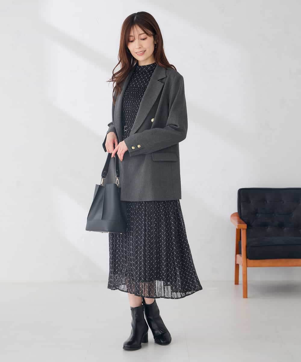 K6JAG08119 a.v.v(アー・ヴェ・ヴェ) 【WEB限定】ダブルブレスト ジャケット【洗える/裏起毛】 ネイビー
