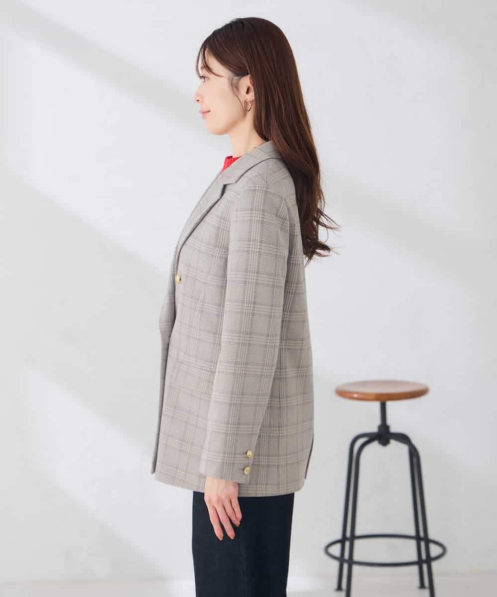 K6JAG08119 a.v.v(アー・ヴェ・ヴェ) 【WEB限定】ダブルブレスト ジャケット【洗える/裏起毛】 ネイビー