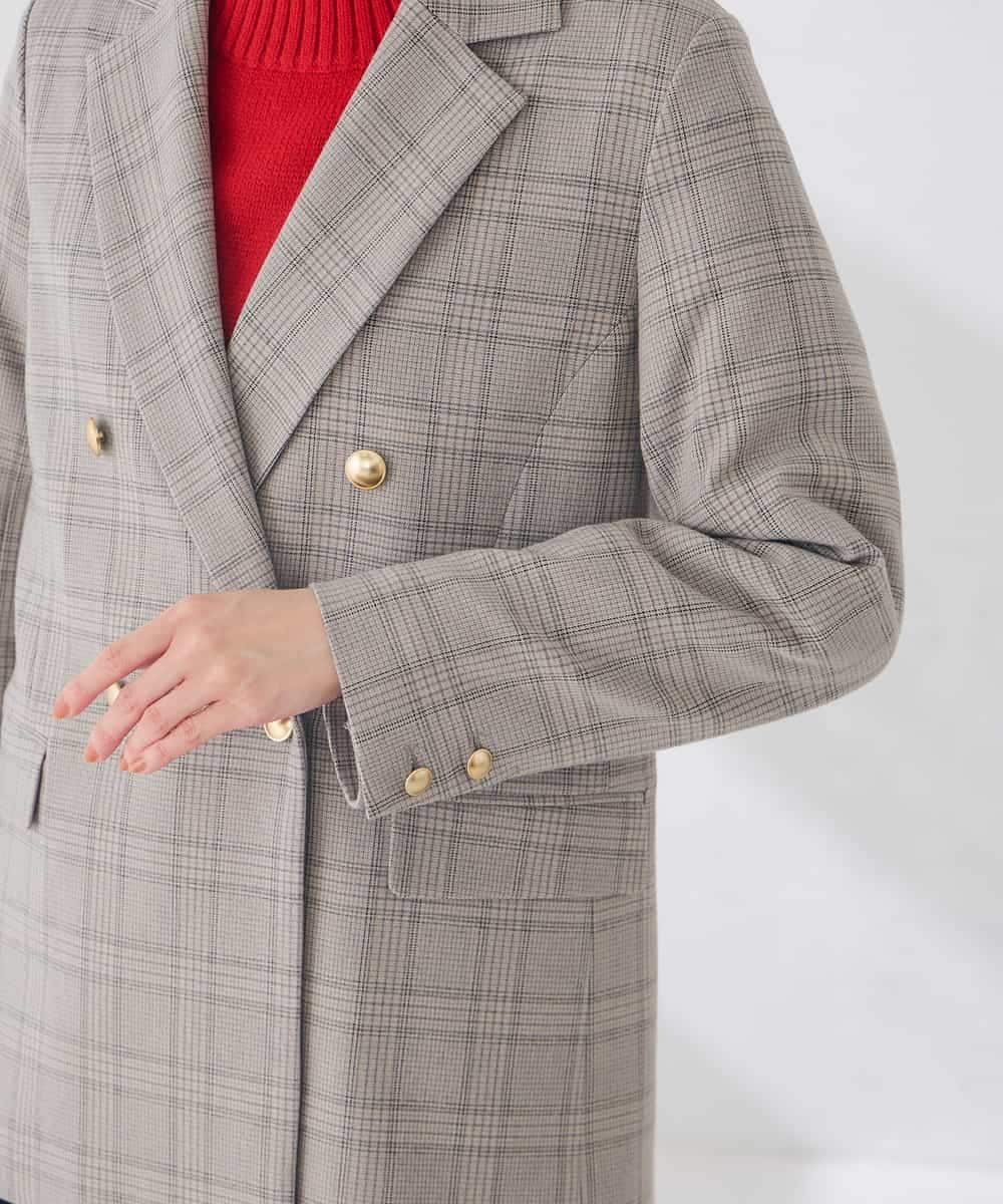 K6JAG08119 a.v.v(アー・ヴェ・ヴェ) 【WEB限定】ダブルブレスト ジャケット【洗える/裏起毛】 ネイビー