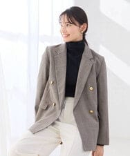 K6JJD02119 a.v.v(アー・ヴェ・ヴェ) 【WEB限定】Wブレスト ジャケット ブラウン系チェック