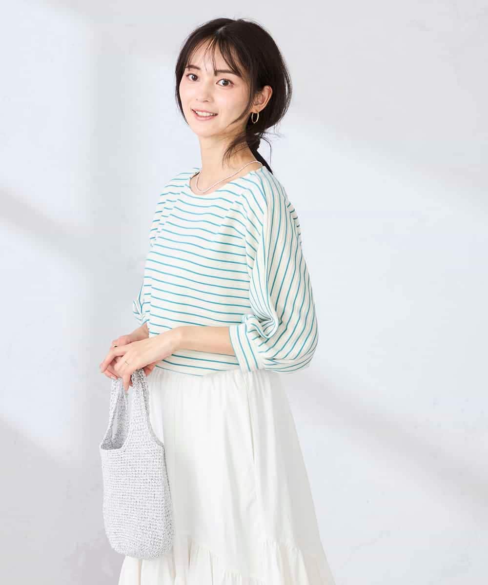 K6KFD03039 a.v.v(アー・ヴェ・ヴェ) ボーダードルマントップス【WEB限定】 ライトイエロー