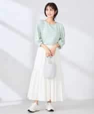 K6KFD03039 a.v.v(アー・ヴェ・ヴェ) ボーダードルマントップス【WEB限定】 ライトイエロー