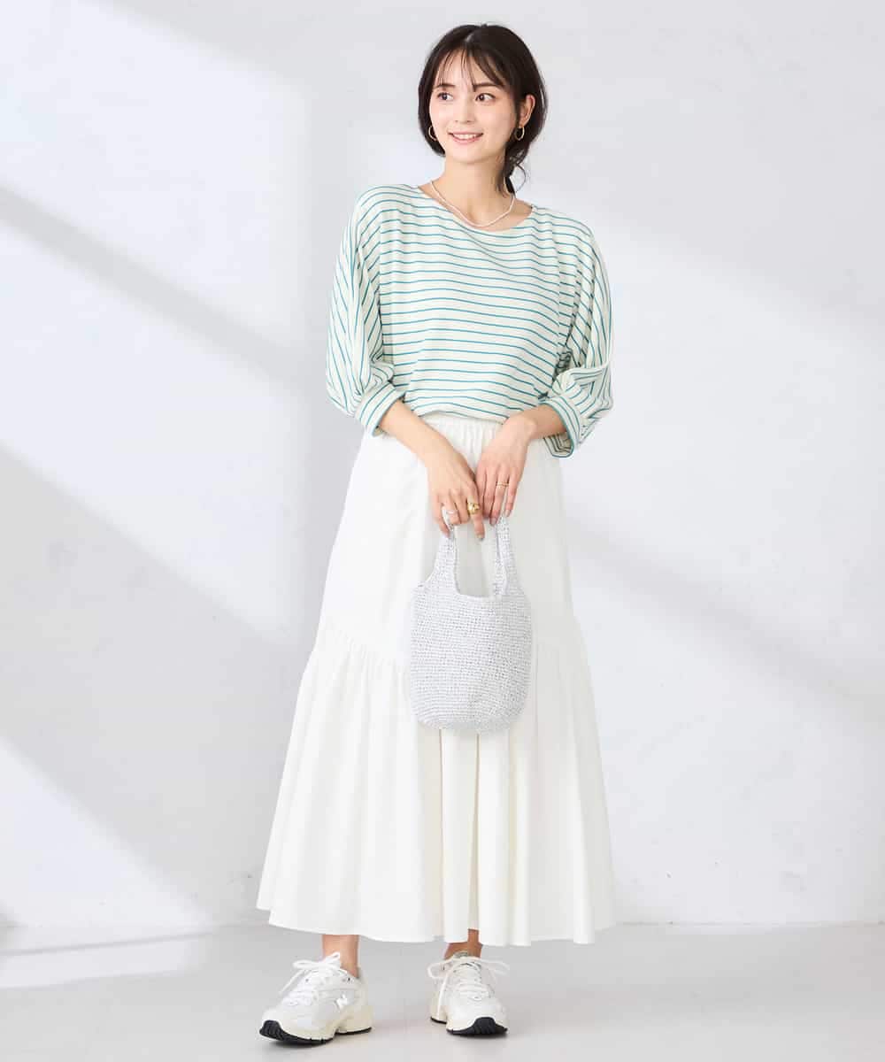 K6KFD03039 a.v.v(アー・ヴェ・ヴェ) ボーダードルマントップス【WEB限定】 ライトイエロー