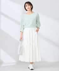 K6KFD03039 a.v.v(アー・ヴェ・ヴェ) ボーダードルマントップス【WEB限定】 ライトイエロー