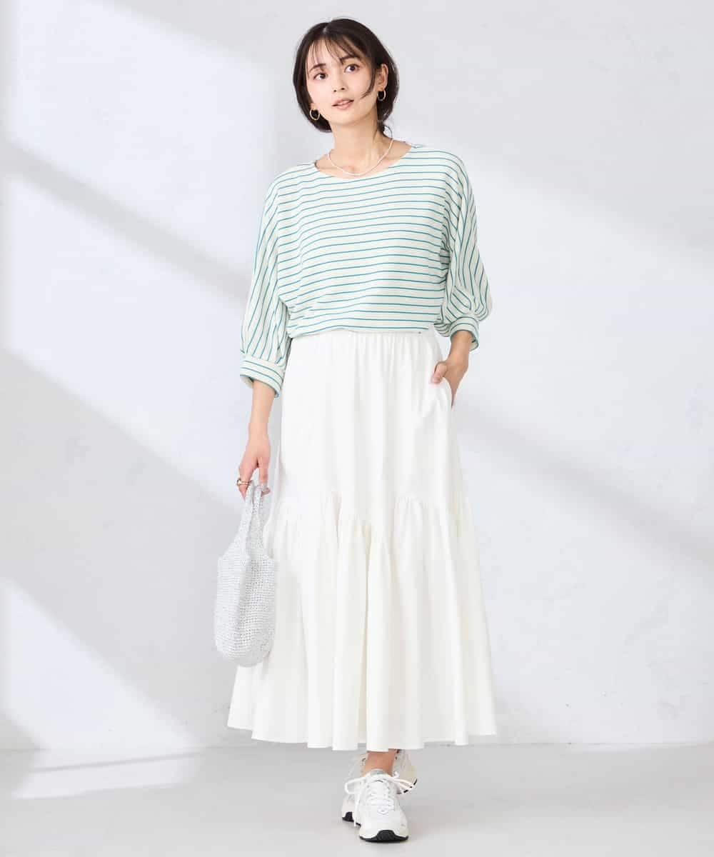 K6KFD03039 a.v.v(アー・ヴェ・ヴェ) ボーダードルマントップス【WEB限定】 ライトイエロー