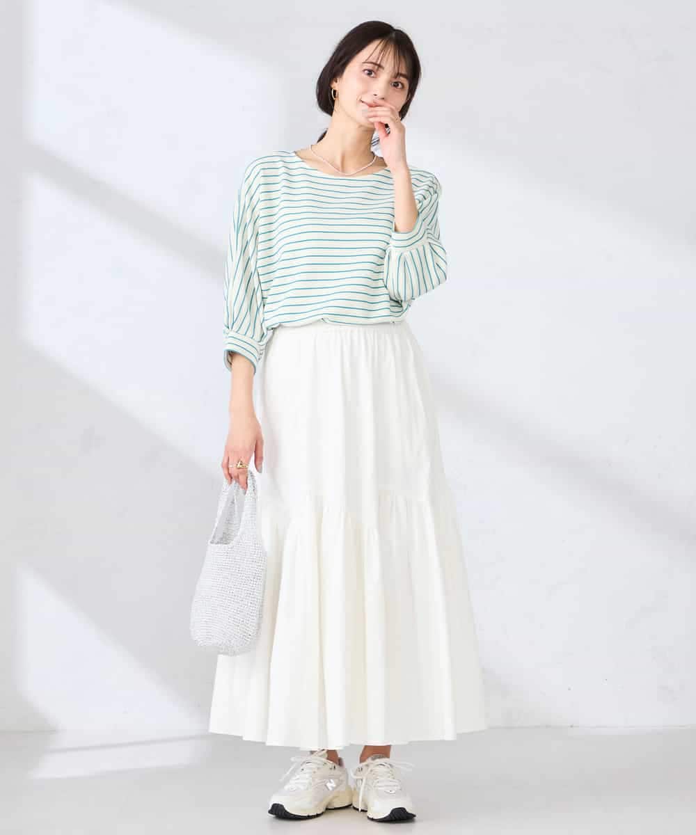 K6KFD03039 a.v.v(アー・ヴェ・ヴェ) ボーダードルマントップス【WEB限定】 ライトイエロー