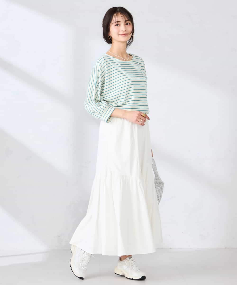 K6KFD03039 a.v.v(アー・ヴェ・ヴェ) ボーダードルマントップス【WEB限定】 ライトイエロー