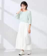 K6KFD03039 a.v.v(アー・ヴェ・ヴェ) ボーダードルマントップス【WEB限定】 ライトイエロー