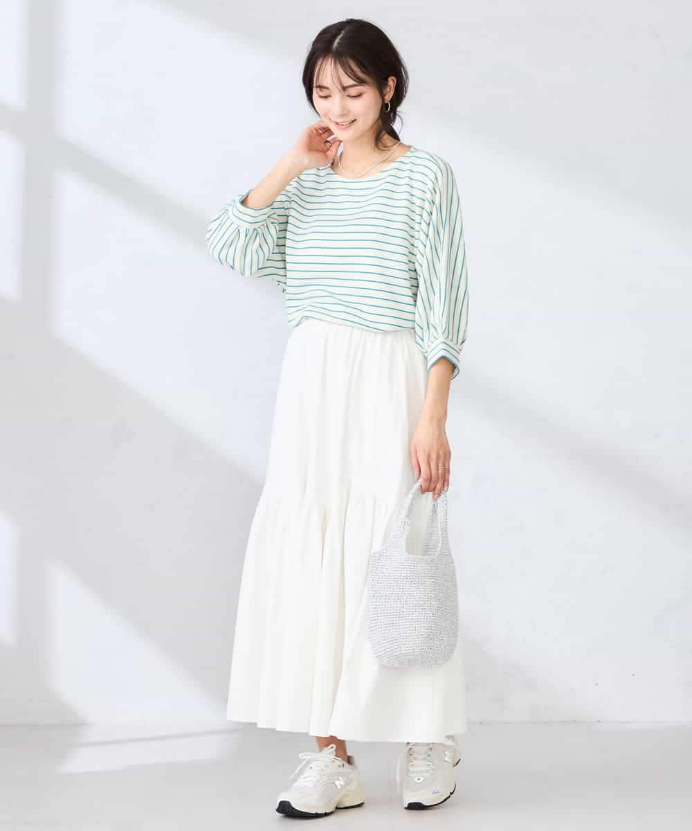 K6KFD03039 a.v.v(アー・ヴェ・ヴェ) ボーダードルマントップス【WEB限定】 ライトイエロー