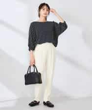 K6KFD03039 a.v.v(アー・ヴェ・ヴェ) ボーダードルマントップス【WEB限定】 ライトイエロー