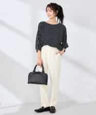 K6KFD03039 a.v.v(アー・ヴェ・ヴェ) ボーダードルマントップス【WEB限定】 ライトイエロー