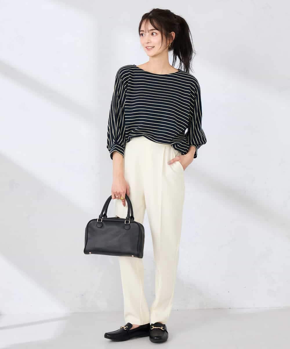 K6KFD03039 a.v.v(アー・ヴェ・ヴェ) ボーダードルマントップス【WEB限定】 ライトイエロー