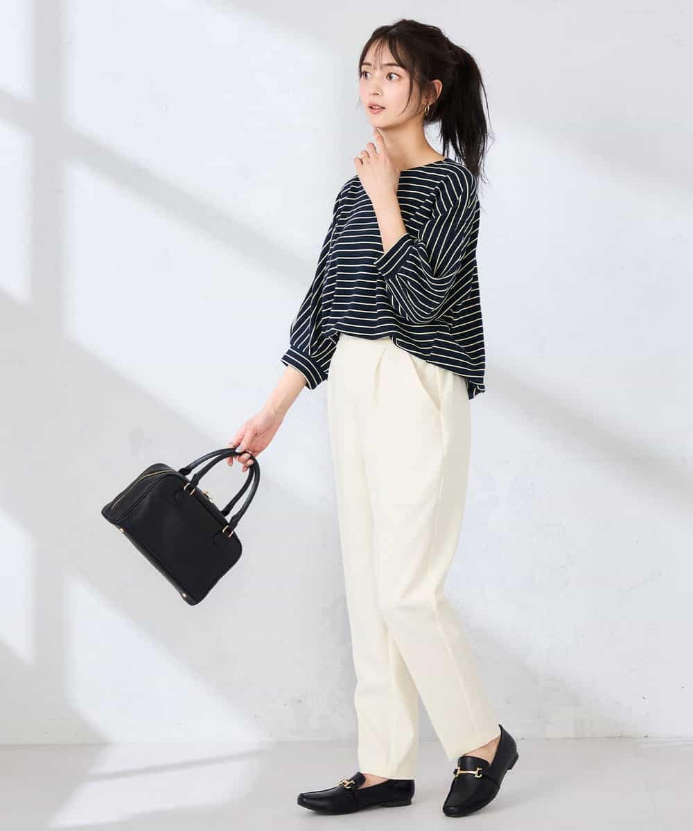 K6KFD03039 a.v.v(アー・ヴェ・ヴェ) ボーダードルマントップス【WEB限定】 ライトイエロー