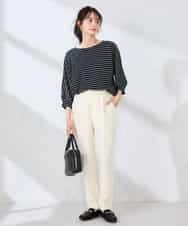 K6KFD03039 a.v.v(アー・ヴェ・ヴェ) ボーダードルマントップス【WEB限定】 ライトイエロー