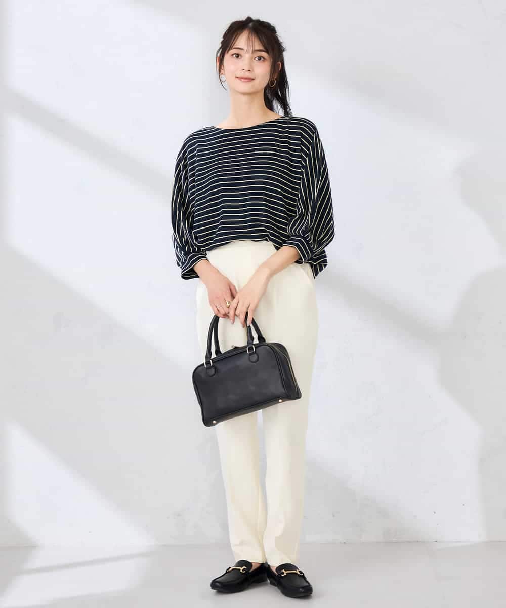 K6KFD03039 a.v.v(アー・ヴェ・ヴェ) ボーダードルマントップス【WEB限定】 ライトイエロー