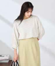 K6KFD03039 a.v.v(アー・ヴェ・ヴェ) ボーダードルマントップス【WEB限定】 ライトイエロー