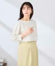 K6KFD03039 a.v.v(アー・ヴェ・ヴェ) ボーダードルマントップス【WEB限定】 ライトイエロー